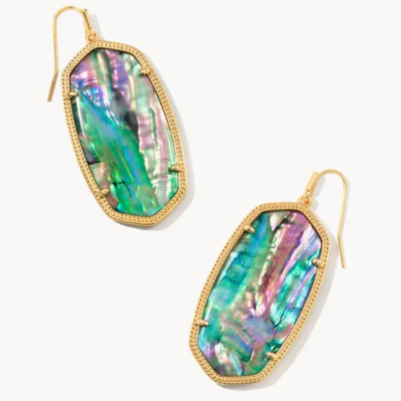 Kendra Scott Danielle Gold Statement Earrings In Lilac Abalone - Picture 1 of 3